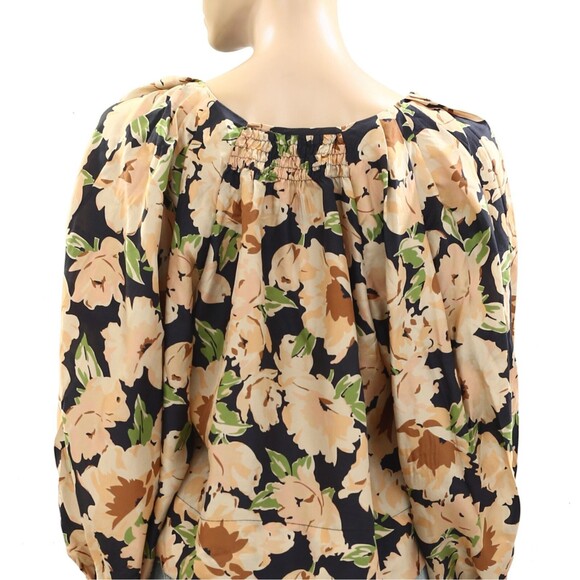 The Great The Magpie Blouse Top Floral Printed Smocked Balloon Sleeve L 279860 - Picture 9 of 9
